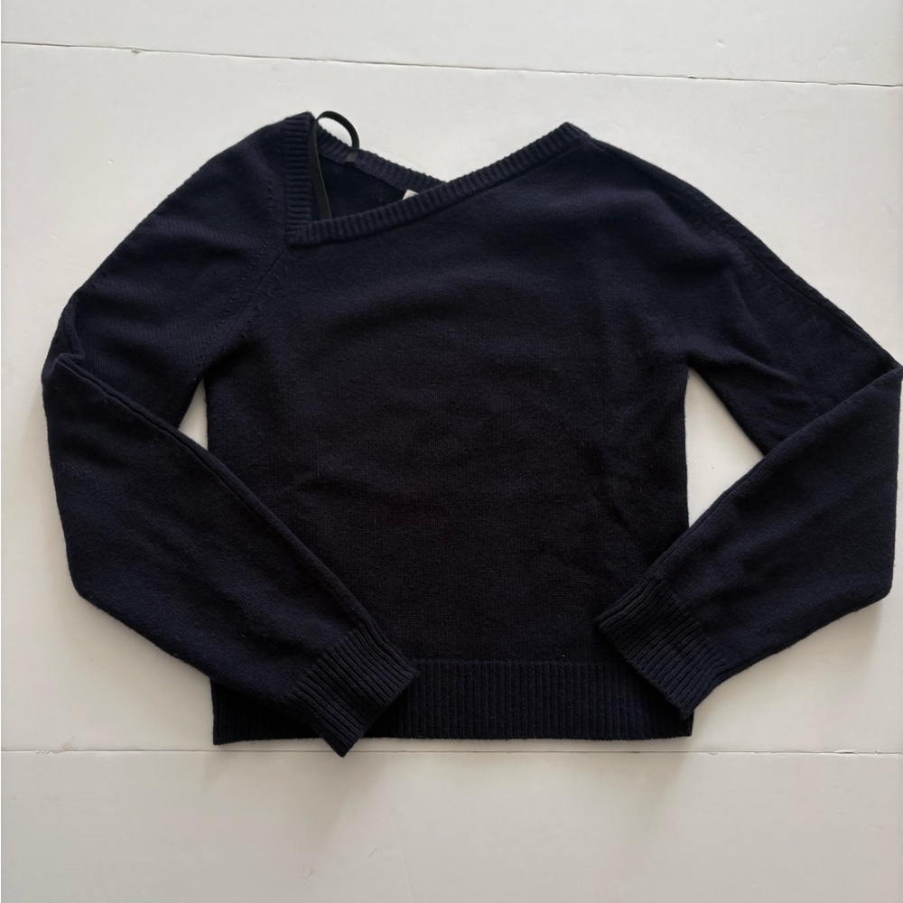 Helmut Lang Asymmetrical Navy Wool Cashmere Blend Sweater XS - Picture 2 of 6